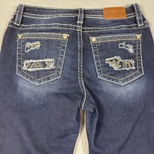 Miss Me Chloe SLIM Boot Jeans Women 29 Rhinestones Embroidered Western